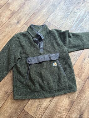 Carhartt Olive Green Sherpa Snap Pullover